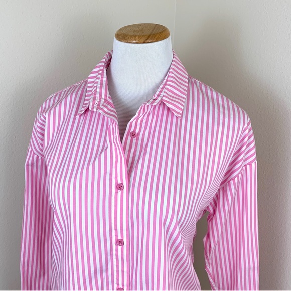 ✨5 FOR $25✨ YS Milano pink white stripe button down shirt - Picture 4 of 8